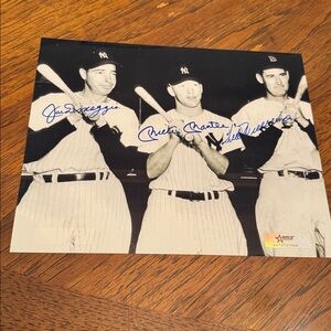 Mickey Mantle, Joe DiMaggio, Ted Williams autograph photo